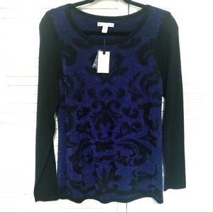 Dana Buchman Purple & Black Soft Novelty Sweater